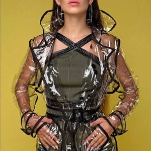 Transparent PVC Trench coat with removable hood!
